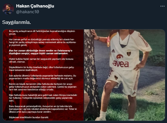 Hakan Çalhanoğlu'ndan bomba itiraf: Galatasaray'a duyduğum sevgiyi, saygıyı hiçbir zaman saklamadım
