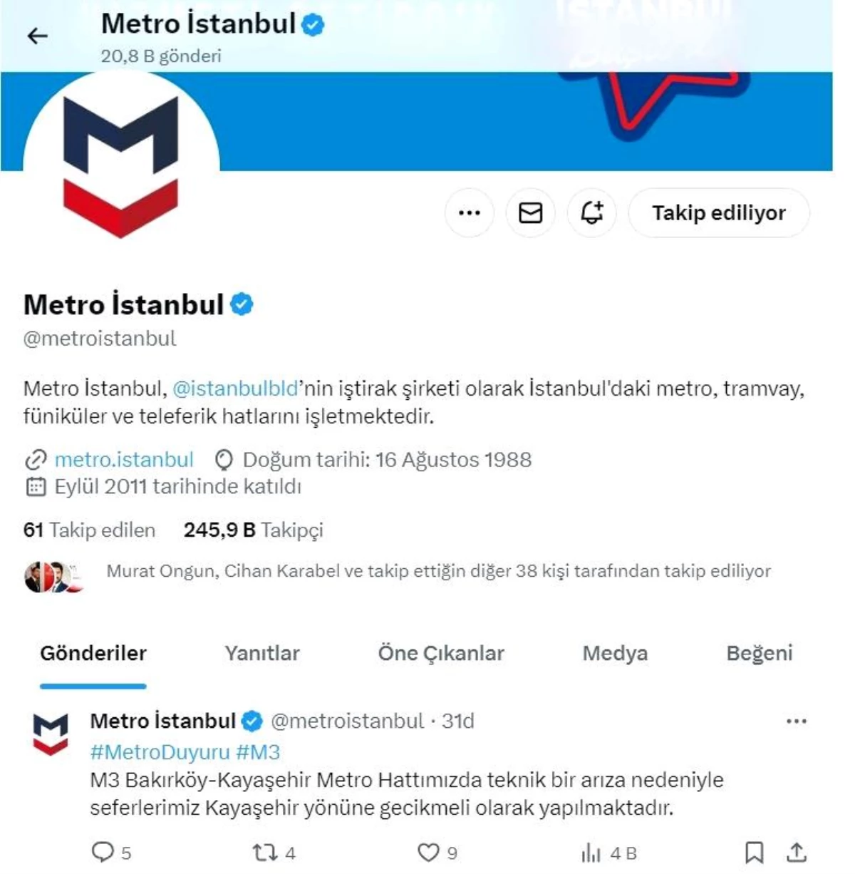 İstanbul\'da M3 Metro Hattında Arıza: Yolcular Tünelde Yürümek Zorunda Kaldı
