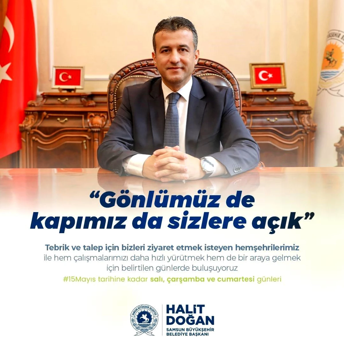 Samsun Büyükşehir Belediye Başkanı Halit Doğan, tebrik ziyaretlerini kabul ediyor