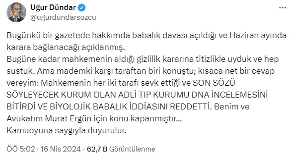 Metin Akpınar'ın kızı 'Ablamın babası ünlü bir gazeteci' dedi, Uğur Dündar'dan cevap geldi