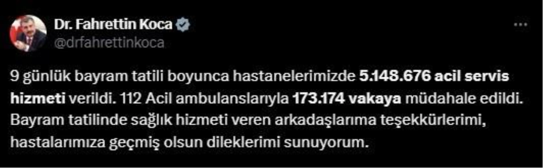 Bayram Tatili Boyunca Hastanelerde 5 Milyon 148 Bin 676 Acil Servis Hizmeti Verildi