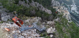 Antalya'daki teleferik kazasının enkazı havadan görüntülendi