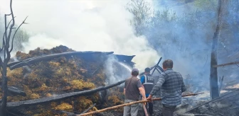 Bolu Mudurnu'da çıkan yangında samanlık, ahır ve traktör zarar gördü