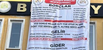 Buldan Belediye Başkanı Mehmet Ali Orpak, devraldığı borcu pankartla duyurdu