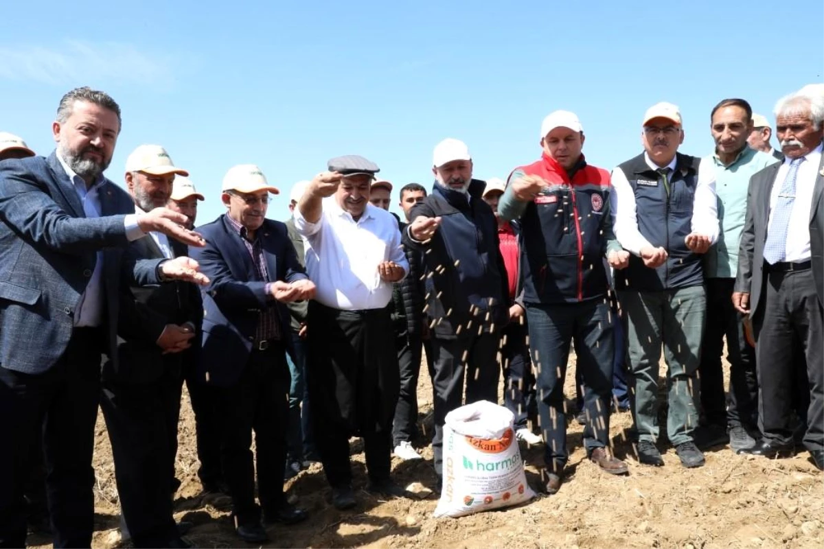 Kocasinan Belediye Başkanı Ahmet Çolakbayrakdar, Hasancı\'da çiftçilere nohut tohumu dağıttı