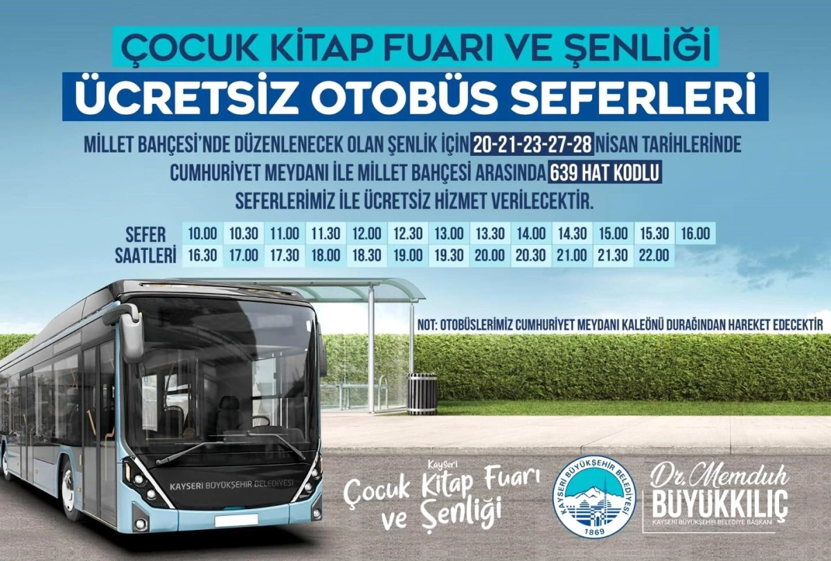 Kayseri Büyükşehir Belediyesi, Çocuk Kitap Fuarı ve Şenliği\'ne Ücretsiz Otobüs Seferleri Düzenliyor