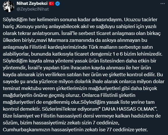 AK Partili Nihat Zeybekci: Katliamı kınıyoruz eyvallah ama İsrail serbest ticaret anlaşmamızın olduğu bir ülke