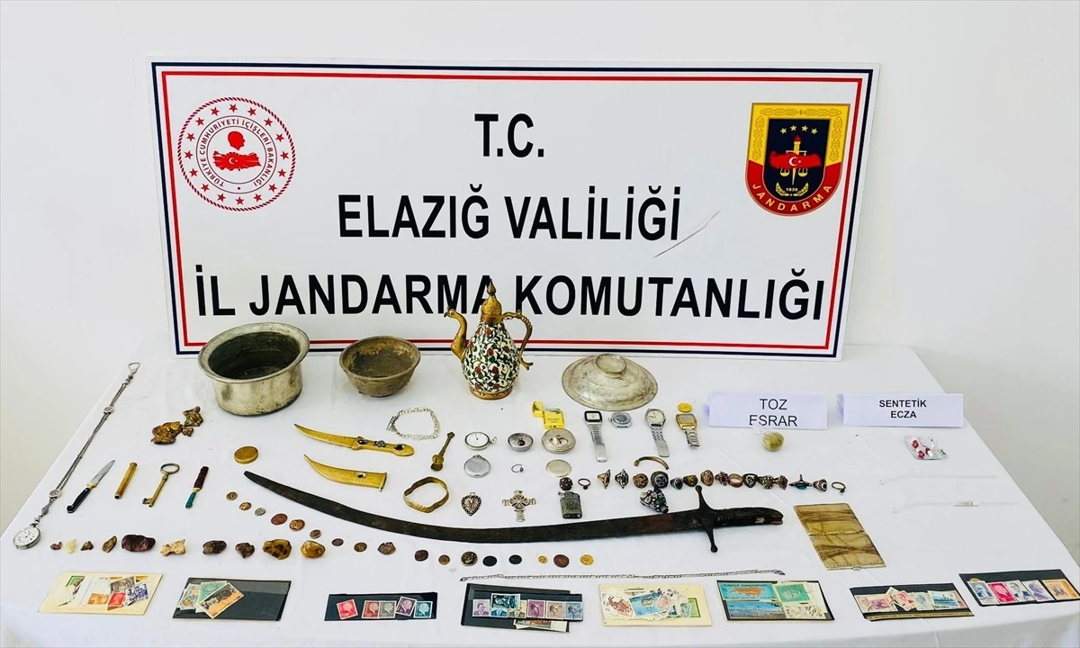 Elazığ\'da düzenlenen operasyonda tarihi eserler ele geçirildi, 1 şüpheli gözaltına alındı