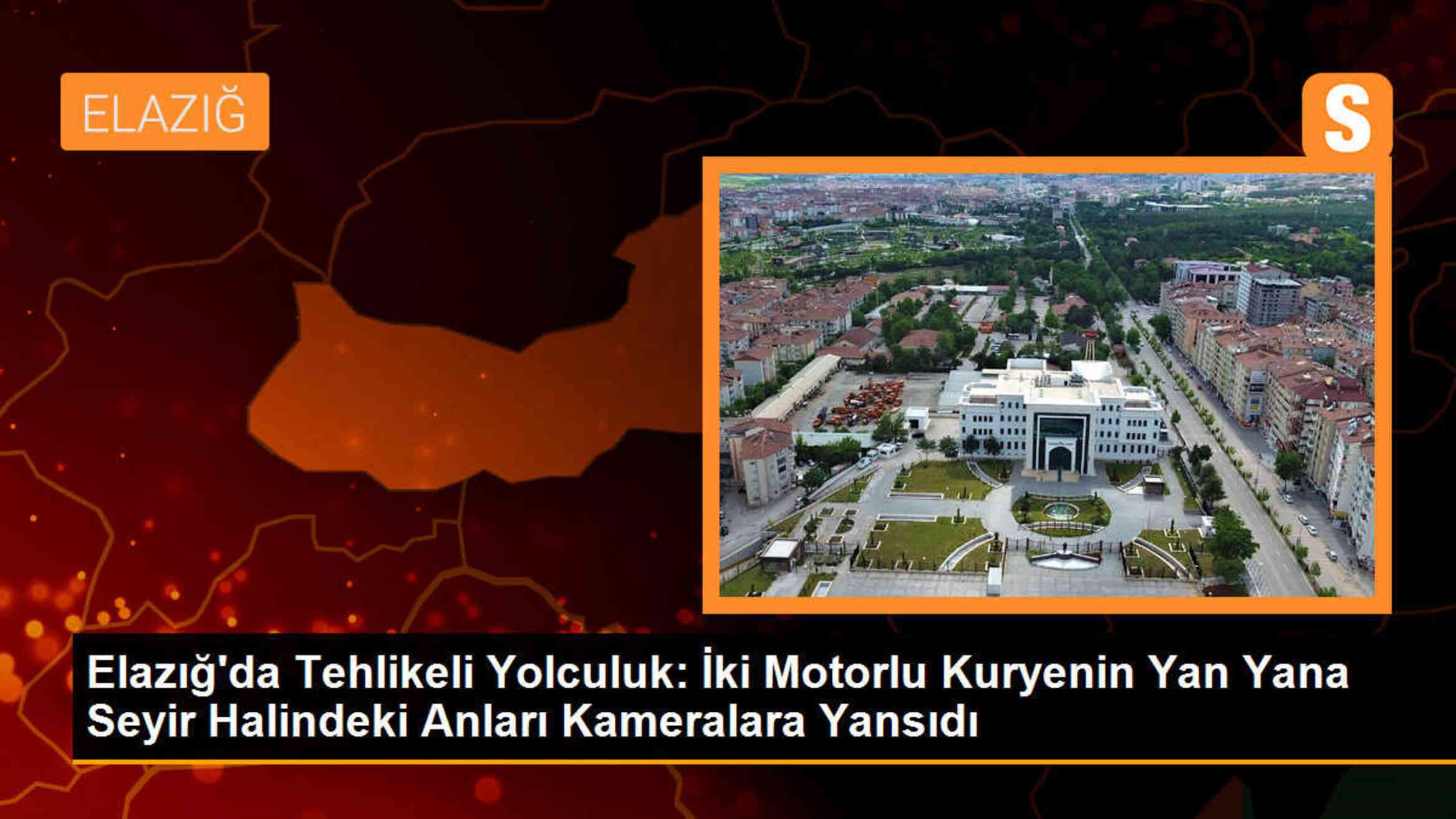 Elazığ\'da tehlikeli yolculuk: İki motorlu kuryenin yan yana seyir halinde sohbet etmeleri kameralara yansıdı