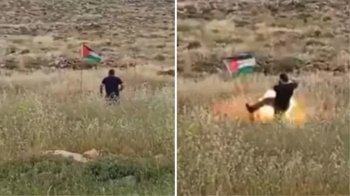 Filistin bayrağını tekmelediğini sandı! Tuzak devreye girdi