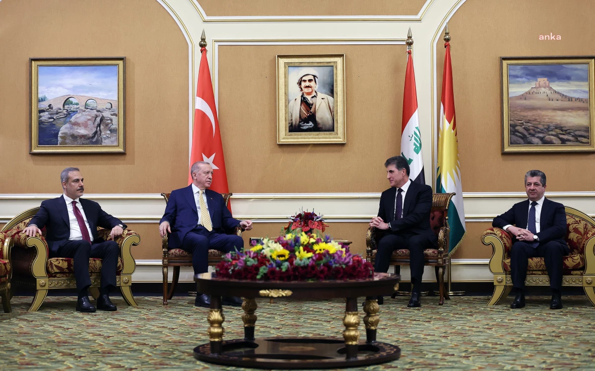 Erdoğan, Erbil\'de Neçirvan ve Mesrur Barzani ile Görüştü