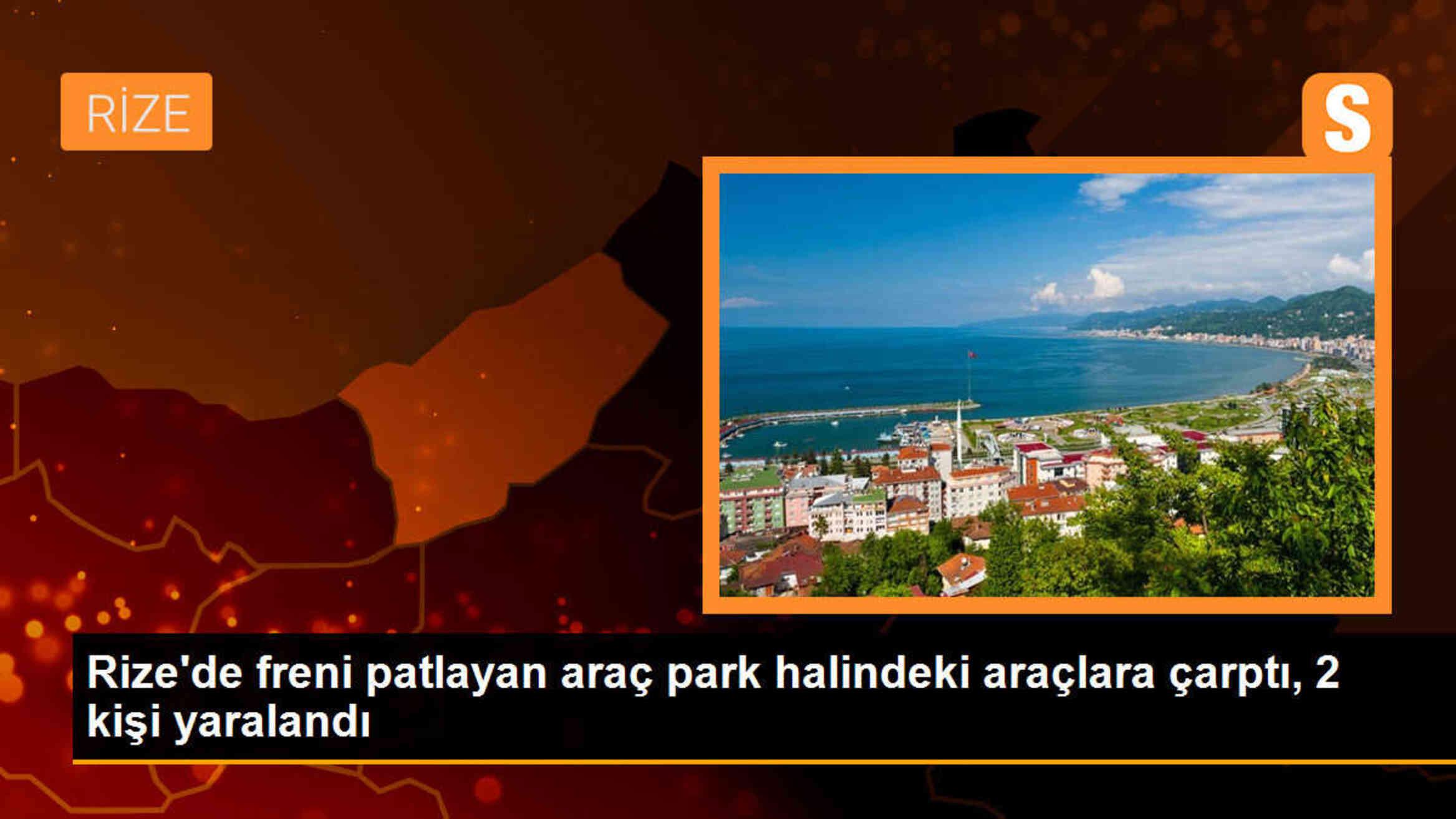 Rize\'de freni patlayan araç park halindeki araçlara ve araba yıkayan kadına çarptı