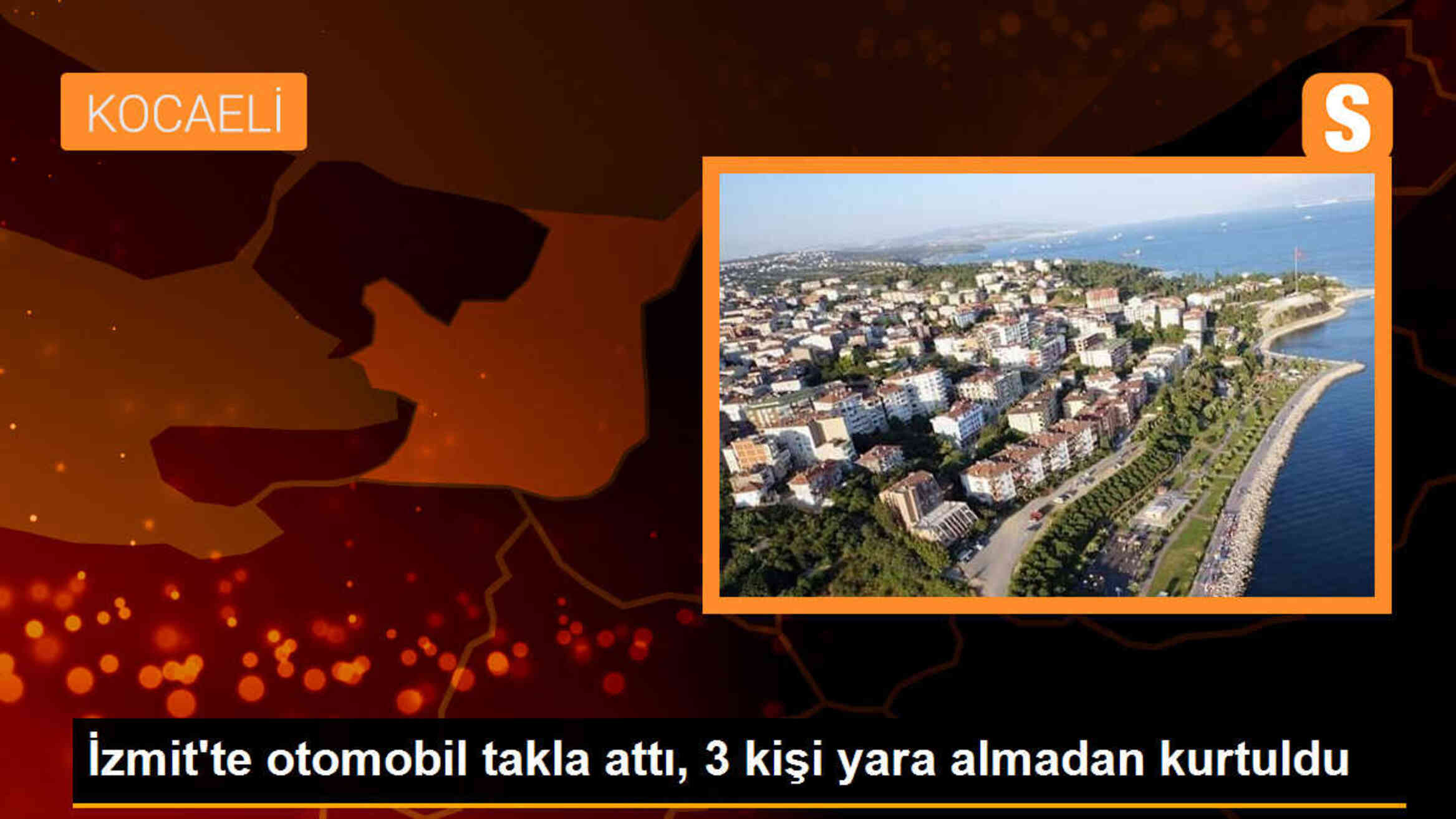 İzmit\'te Otomobil Beton Bariyere Çarptı, 3 Kişi Yara Almadan Kurtuldu