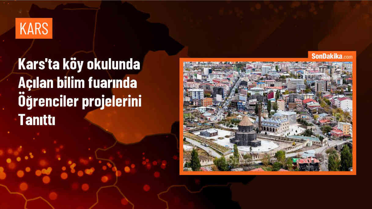 Kars\'ta köy okulunda açılan bilim fuarında öğrenciler projelerini tanıttı