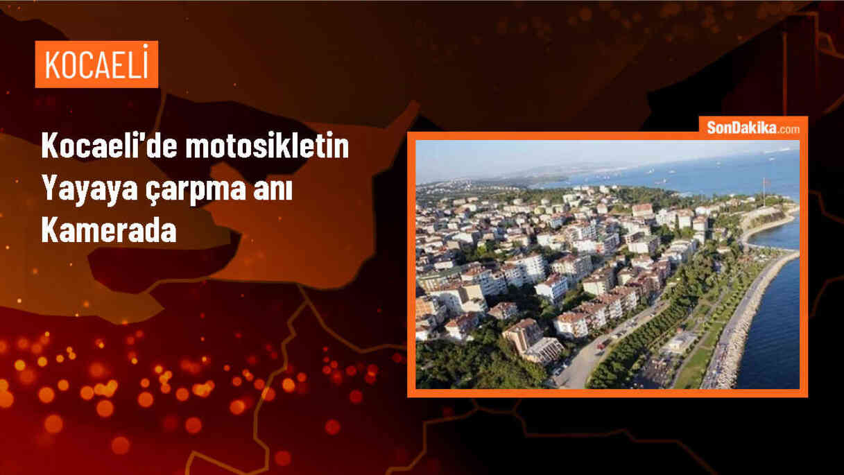 Karamürsel\'de motosikletin yayaya çarptığı an güvenlik kamerasında