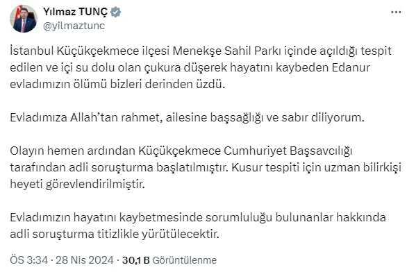 İBB'nin açtığı çukura düşerek hayatını kaybeden Edanur'un akrabası isyan etti: Orayı çevirmeleri gerek ama hiçbir şey yoktu