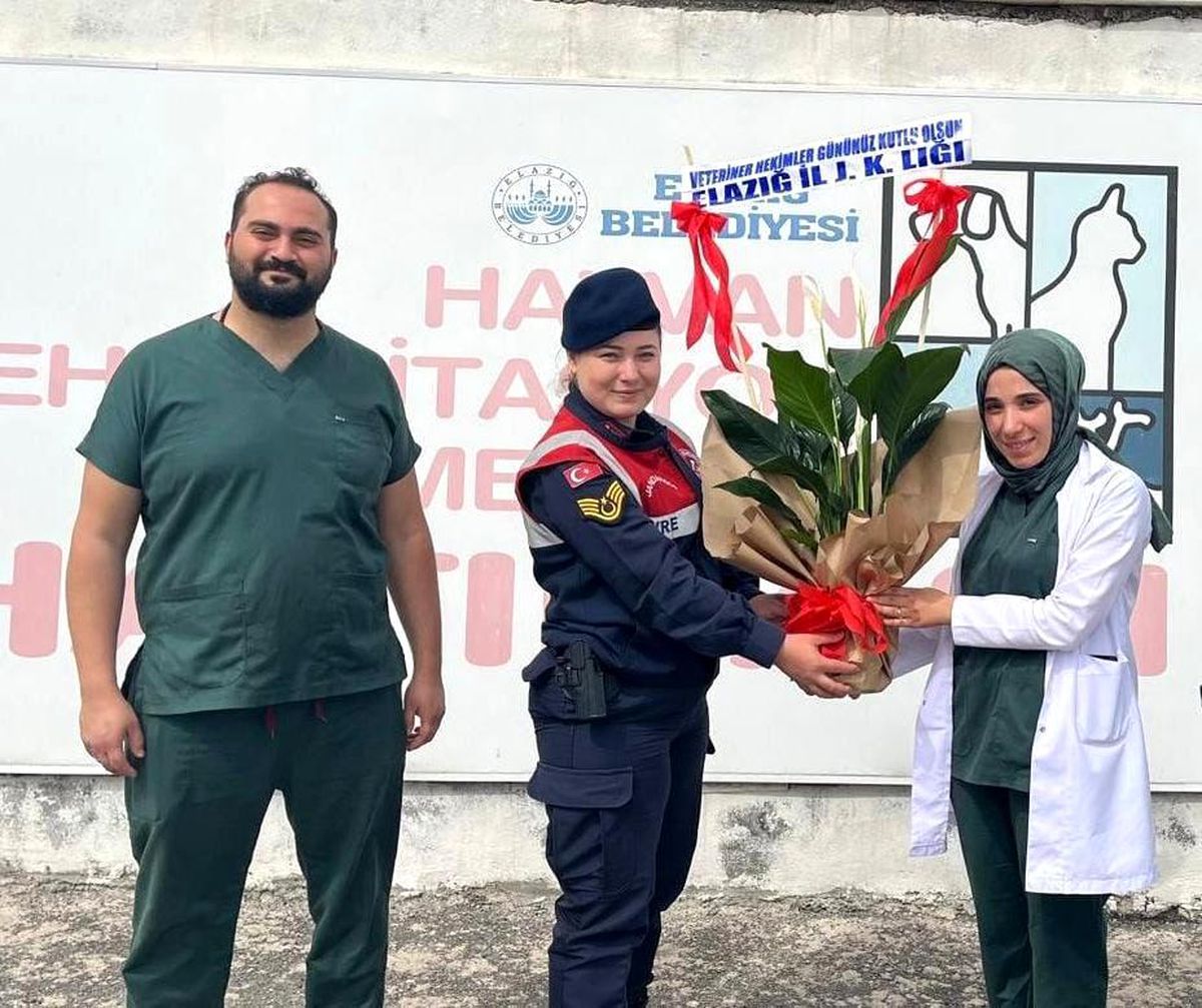 Elazığ\'da jandarma ekipleri veteriner hekimleri unutmadı