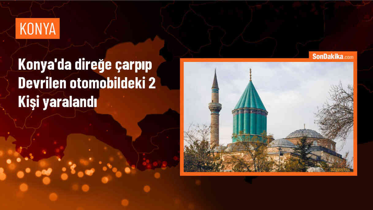 Konya\'da Otomobil Direğe Çarptı: 2 Yaralı