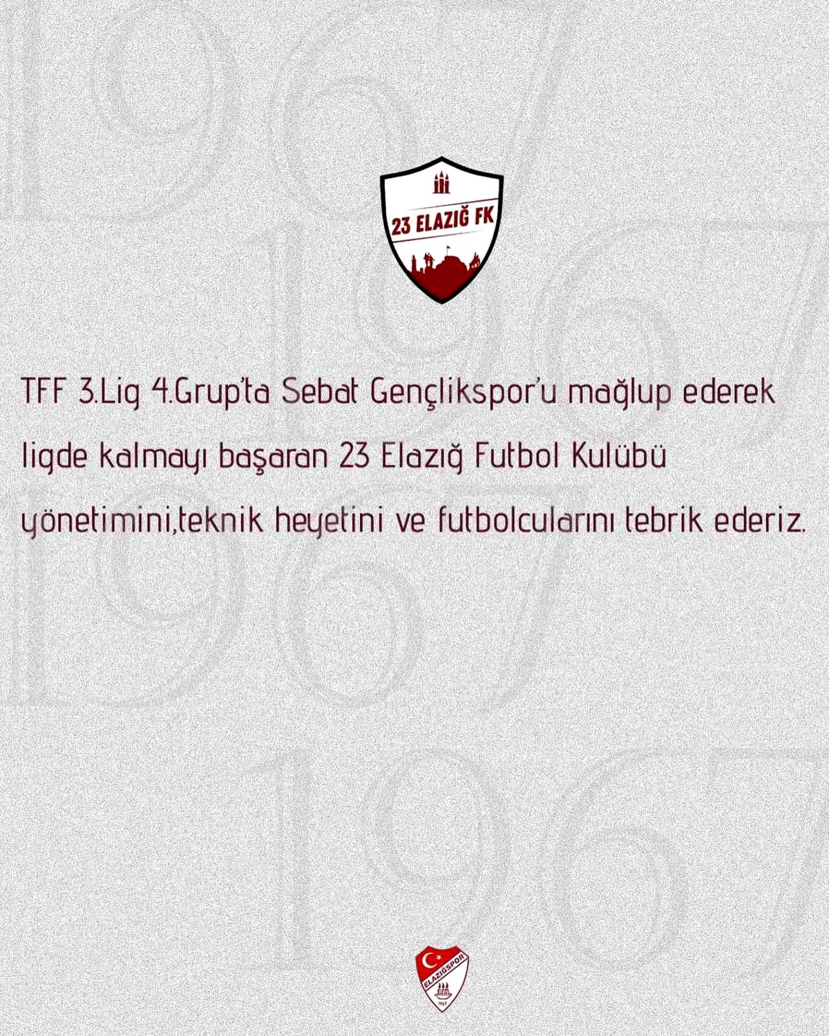 Elazığspor ve 23 Elazığ FK Birbirlerini Kutladı