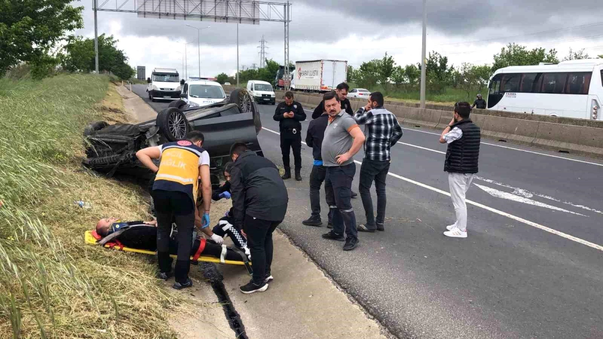 Tekirdağ Çorlu\'da otomobil takla attı, 1 kişi yaralandı