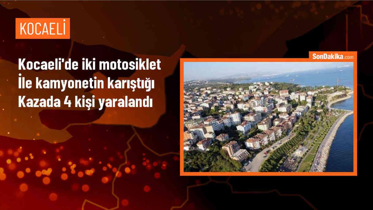 Gebze\'de motosikletlerle kamyonetin karıştığı kazada 4 kişi yaralandı