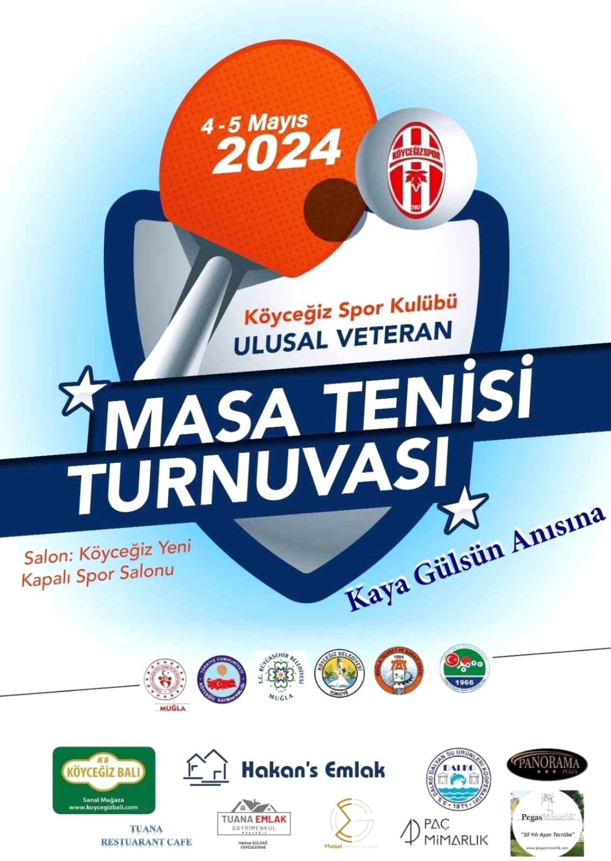 Muğla\'da 3. Ulusal Veteran Masa Tenisi Turnuvası Başlıyor