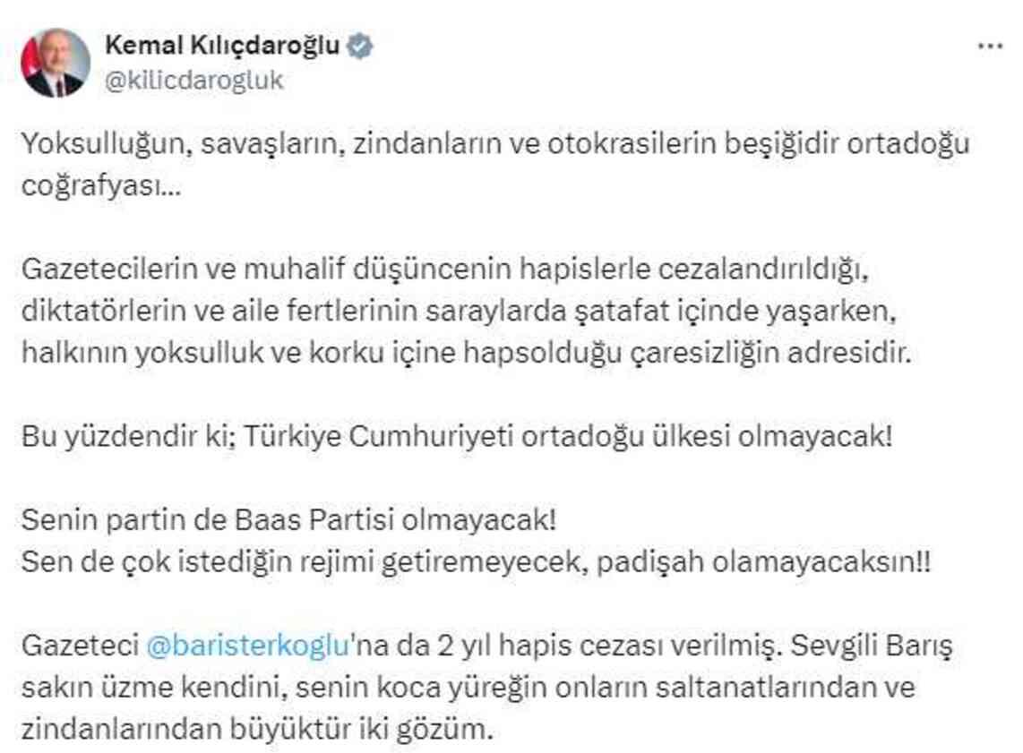 2 yıl 4 aya kadar hapsi istenen Kılıçdaroğlu'ndan Erdoğan'a tepki: Padişah olamayacaksın