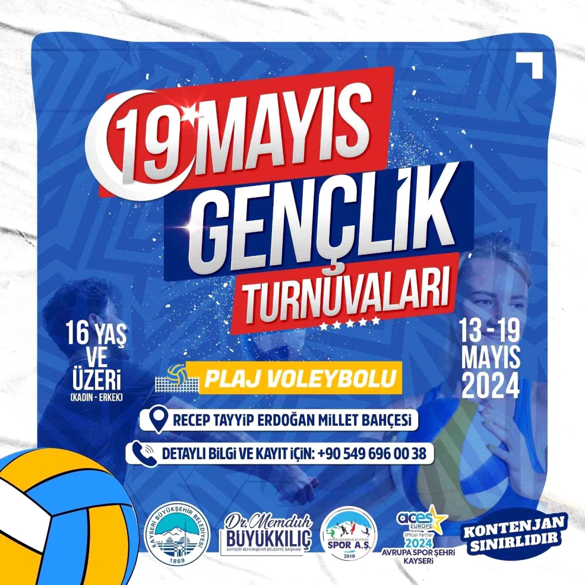 Kayseri Büyükşehir Belediyesi, 19 Mayıs Gençlik Turnuvası Plaj Voleybolu düzenliyor