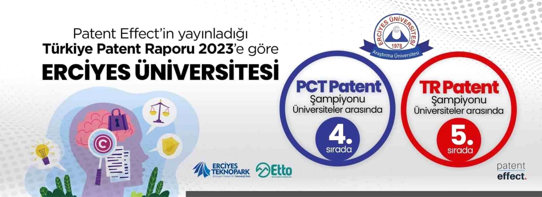 Erciyes Üniversitesi Türkiye Patent Tescil Şampiyonu Üniversiteleri Sıralamasında 4. Sırada