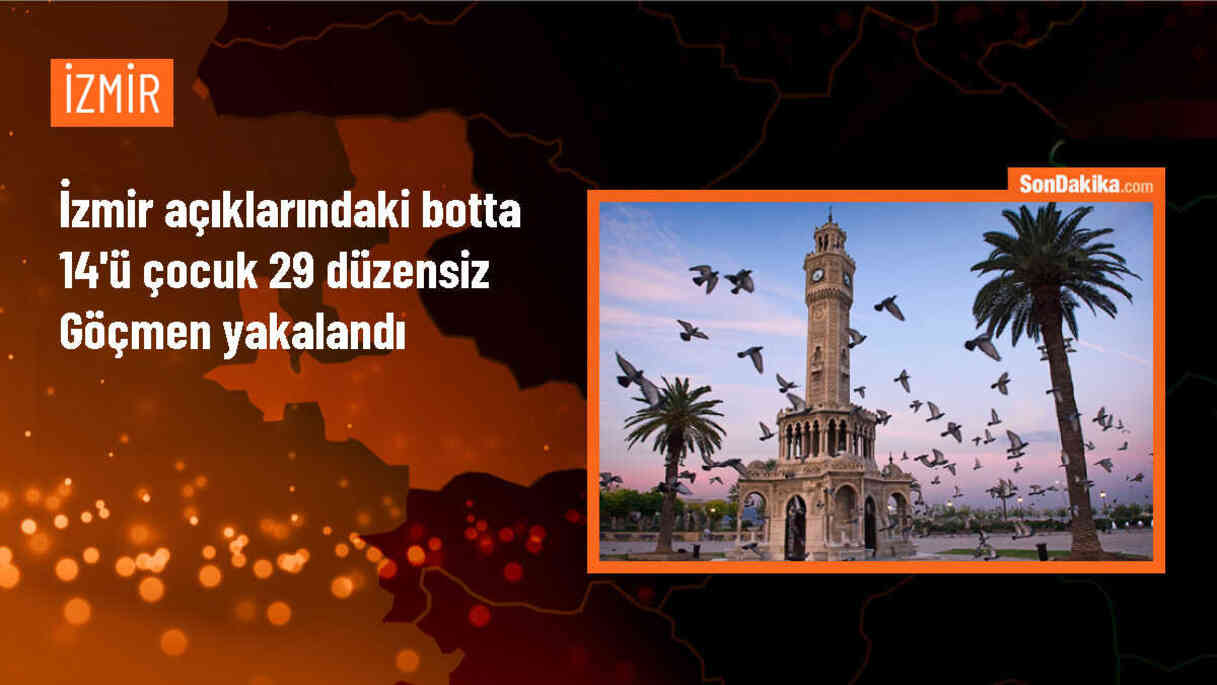 İzmir\'in Seferihisar ilçesi açıklarında 14\'ü çocuk 29 düzensiz göçmen yakalandı
