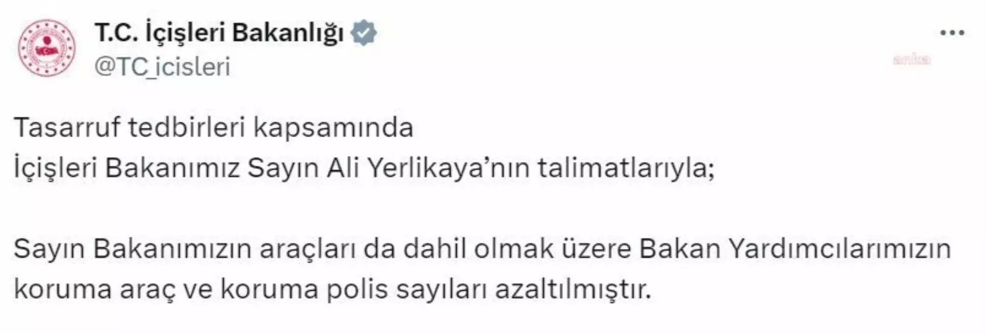 İçişleri Bakanı Ali Yerlikaya\'nın talimatıyla koruma araç ve polis sayıları azaltıldı