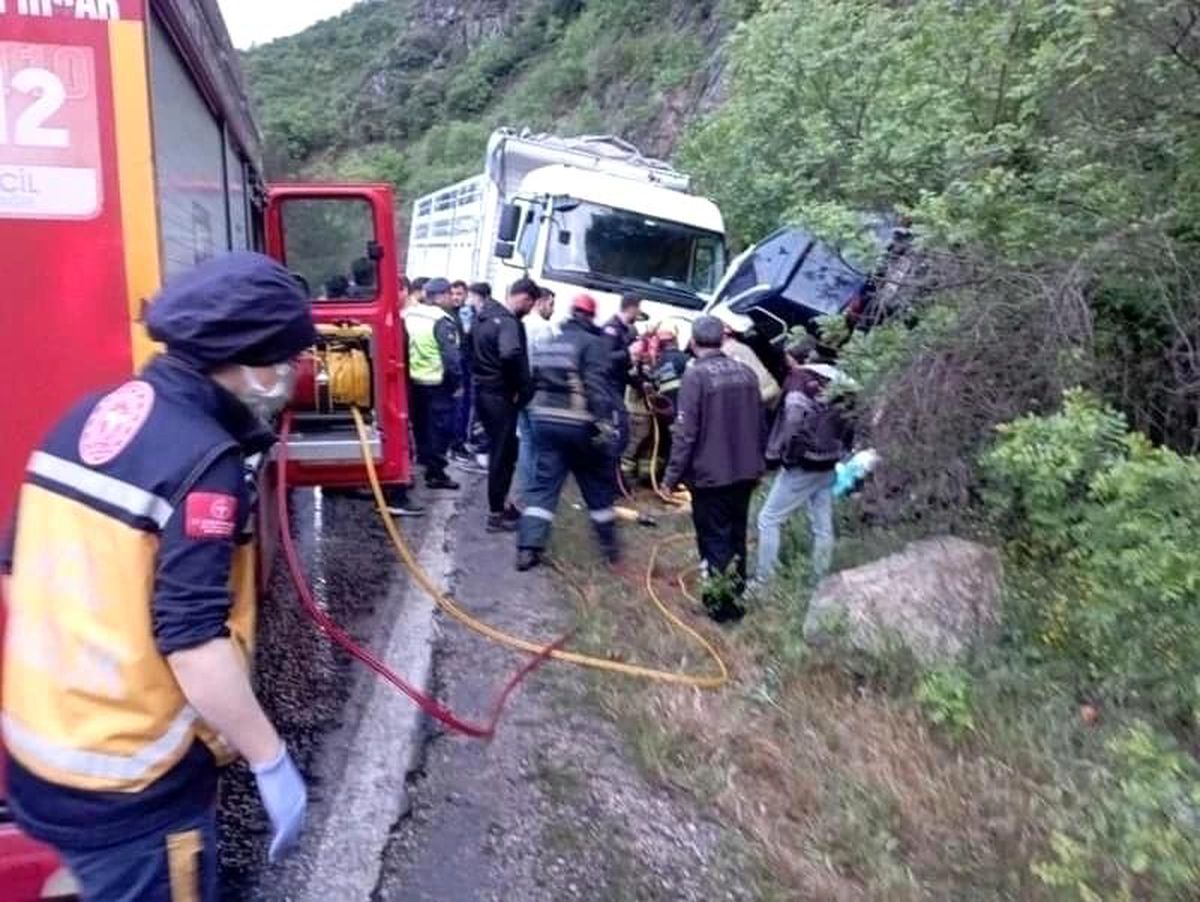 Bursa\'da şerit ihlali yapan kamyon karşı yönden gelen 2 aracı biçti, anne ve oğlu hayatını kaybetti