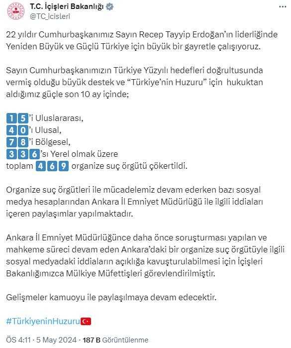 İçişleri Bakanlığı, Ayhan Bora Kaplan organize suç örgütüne yönelik iddialara ilişkin müfettiş görevlendirdi