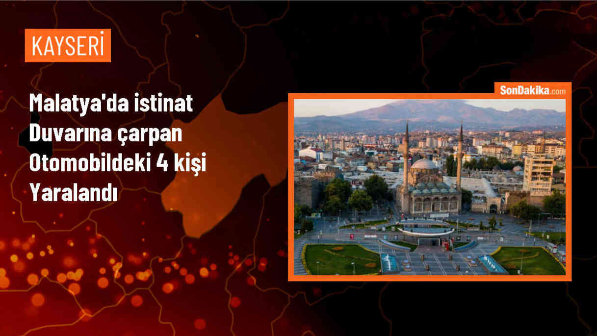 Malatya\'da istinat duvarına çarpan otomobilde 4 kişi yaralandı