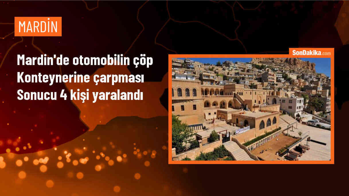 Mardin\'de çöp konteynerine çarpan otomobilde 4 kişi yaralandı