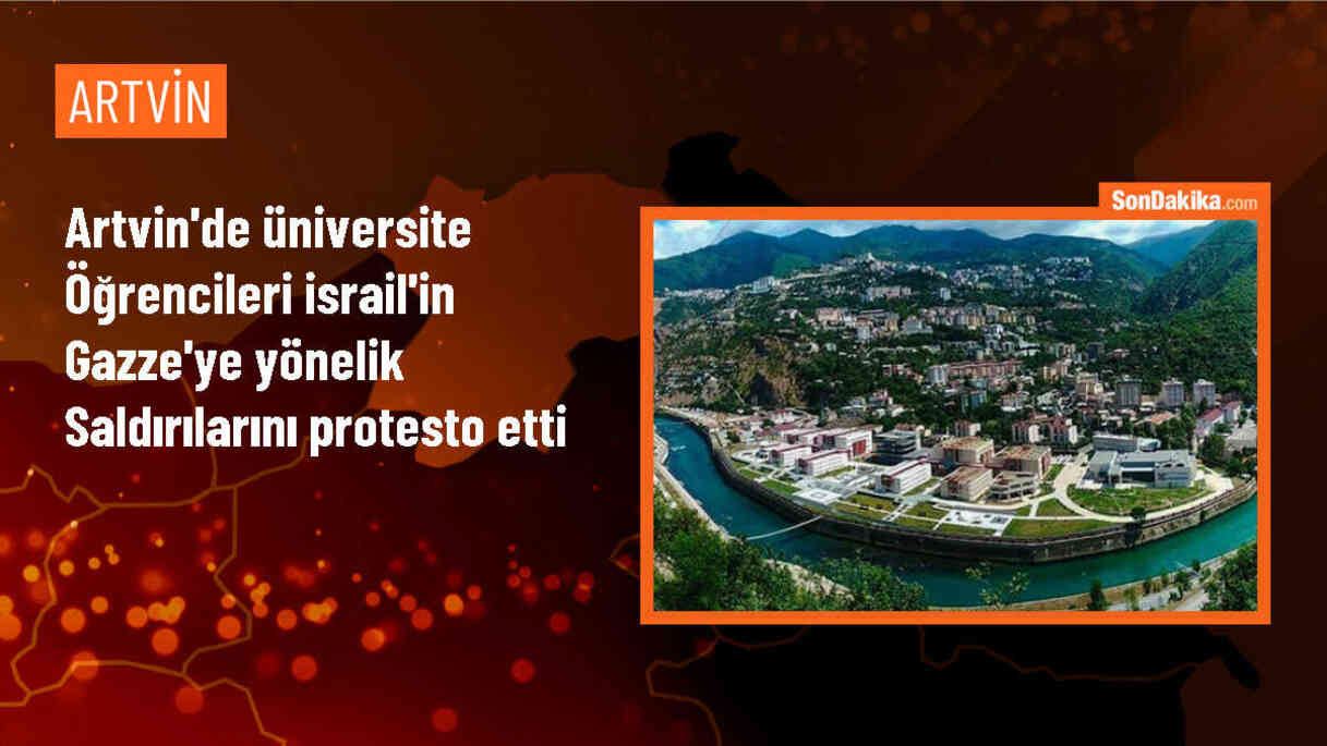 Artvin Çoruh Üniversitesi Öğrencileri İsrail\'in Gazze\'ye Yönelik Saldırılarını Protesto Etti
