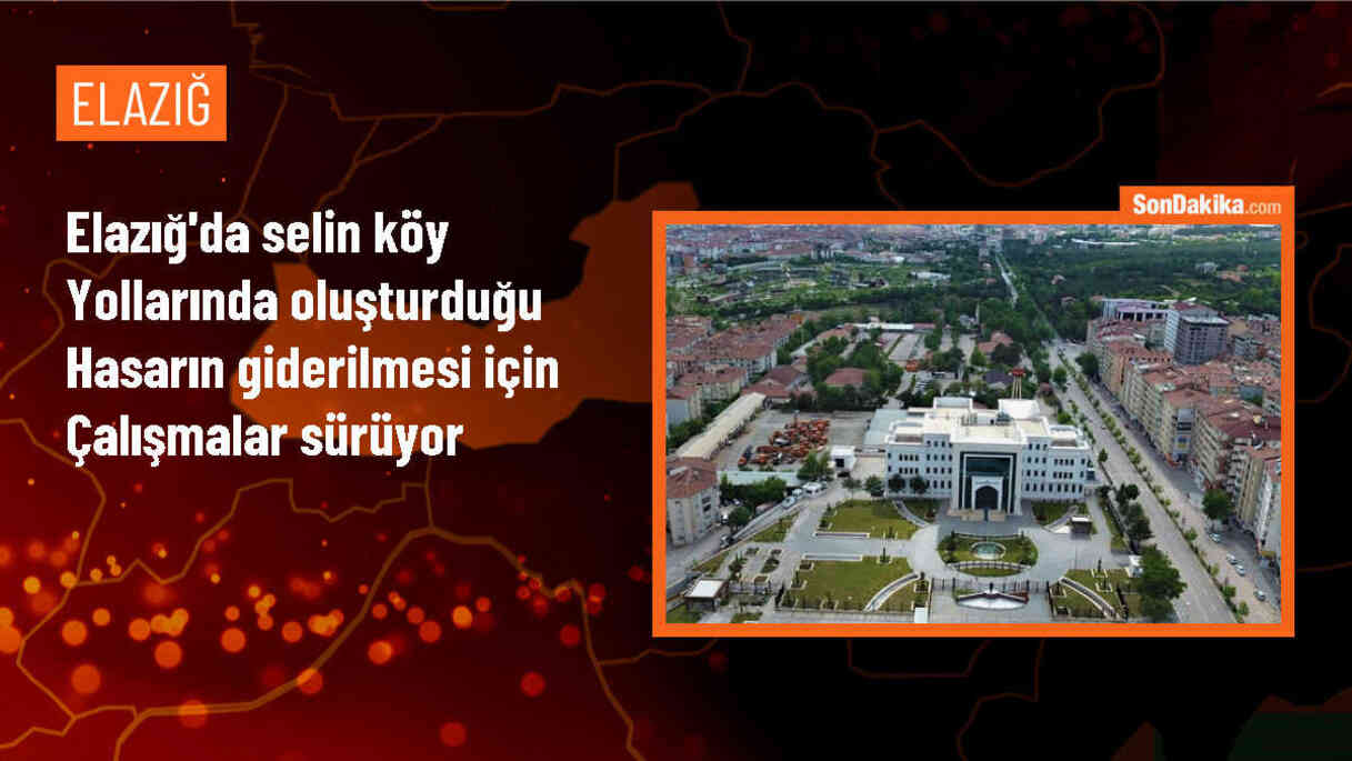 Elazığ\'ın Baskil ilçesinde sel felaketi sonrası köy yollarında onarım çalışmaları devam ediyor