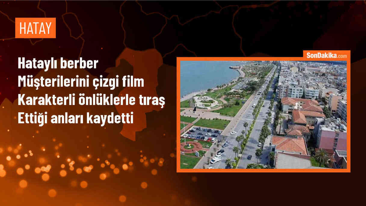 Hatay\'da berberin çizgi film karakterli önlük şakası