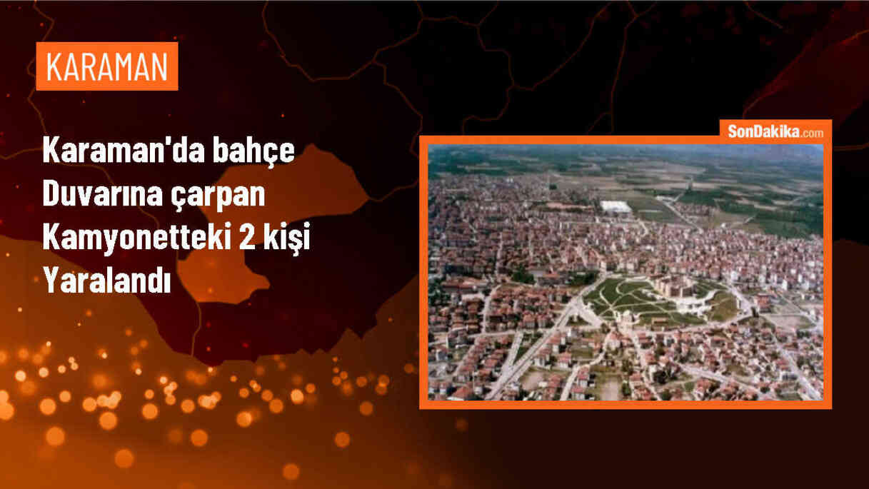 Karaman\'da Kontrolden Çıkan Kamyonet Bir Binanın Bahçe Duvarını Yıktı, 2 Kişi Yaralandı