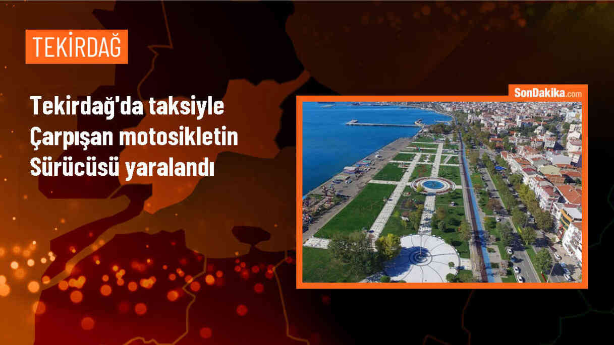 Çorlu\'da taksiyle çarpışan motosiklet sürücüsü yaralandı