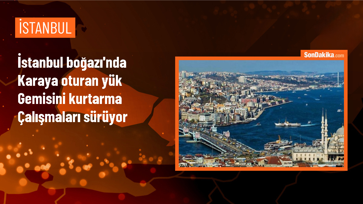 İstanbul Boğazı\'nda yük gemisi karaya oturdu, gemi trafiği askıya alındı