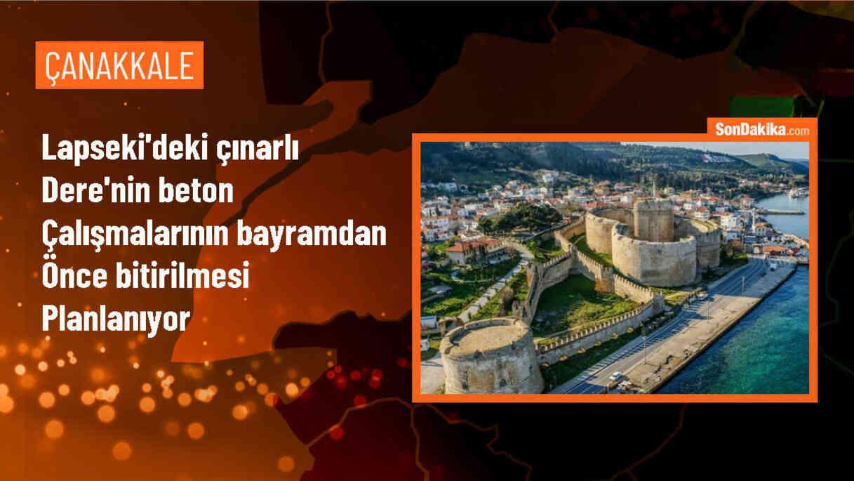 Lapseki\'de Çınarlı Dere\'nin taban betonlama çalışmaları hızlandırılıyor