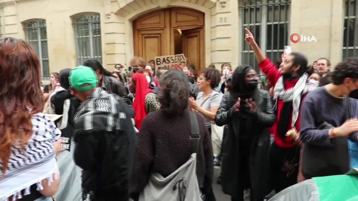 Paris\'teki Sciences Po Üniversitesi\'nde Filistin yanlısı gösteriler sürüyor