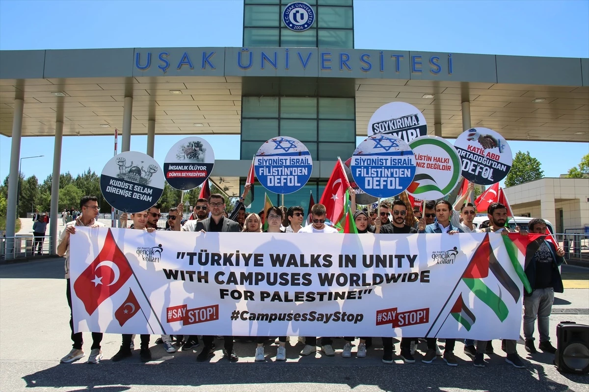 Uşak Üniversitesi öğrencileri İsrail\'in Gazze\'ye yönelik saldırılarına tepki gösterdi