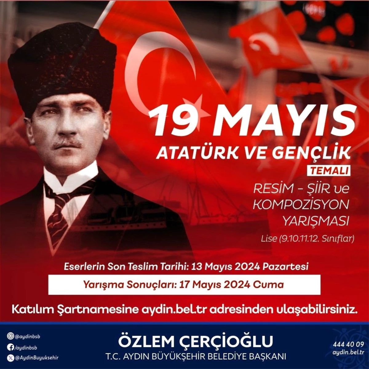 Aydın Büyükşehir Belediyesi, \'19 Mayıs Atatürk\'ü Anma, Gençlik ve Spor Bayramı\' temalı yarışma düzenliyor