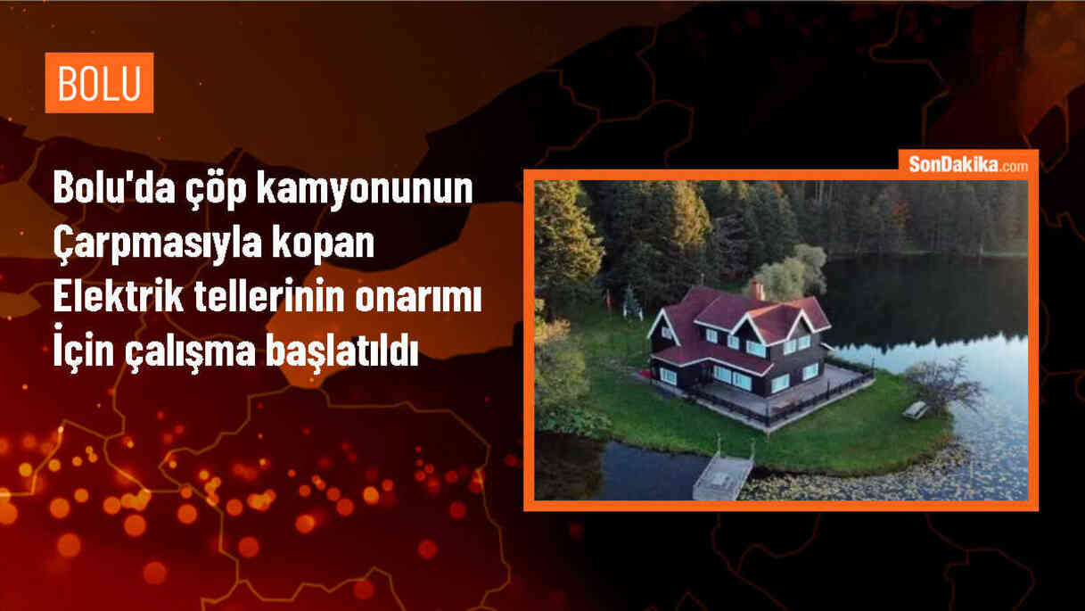 Bolu\'da çöp kamyonunun çarpması sonucu elektrik telleri koparak onarım çalışması başlatıldı