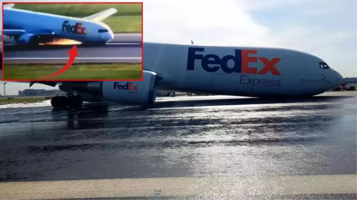 İstanbul\'da faciadan dönüldü! İniş takımı açılmayan uçak gövde üzerine iniş yaptı