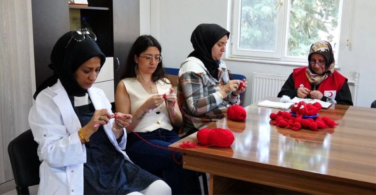 Türk Kızılayı Düzce Şubesi Kadın Kolları Kan Damlası Anahtarlık Üretiyor