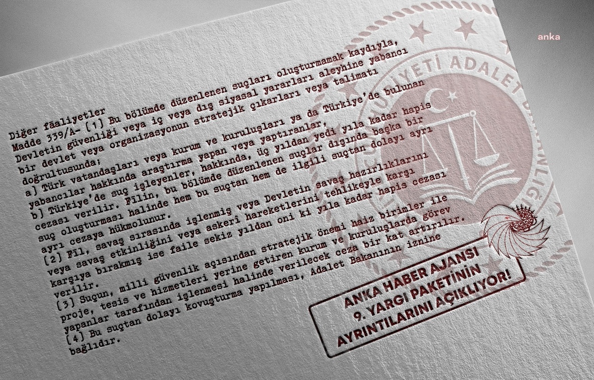 9. Yargı Paketi Taslağına Anka Haber Ajansı Ulaştı: İşte "Etki Ajanlığı" Düzenlemesinin Ayrıntıları