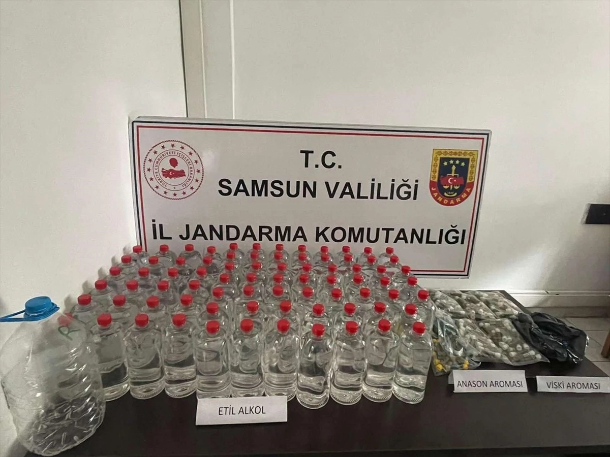 Samsun\'da sahte alkol üretimi yapan zanlı gözaltına alındı